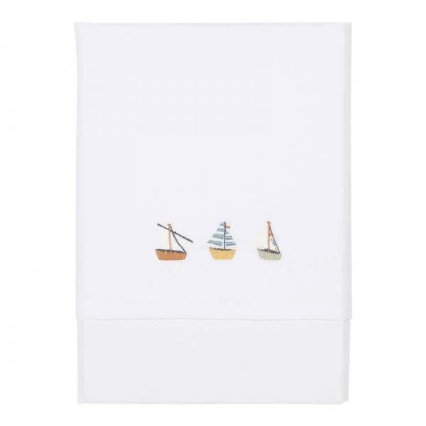 Wiegenlaken Sailors Bay bestickt 70×100 cm | Little Dutch