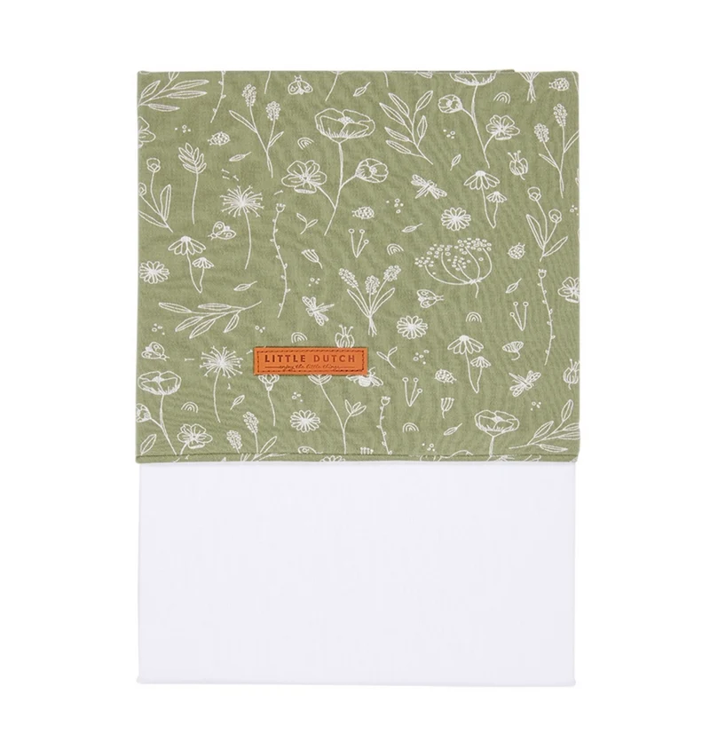 Little Dutch Wiegenlaken Wild Flowers Olive 70 × 100 cm