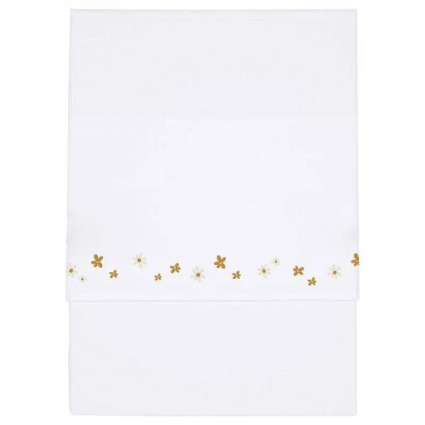 Wiegenlaken Little Pink Flowers bestickt 70×100 cm | Little Dutch