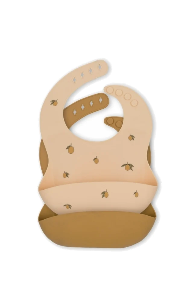 2 Pack Silicone Bib - Lemon/Almond