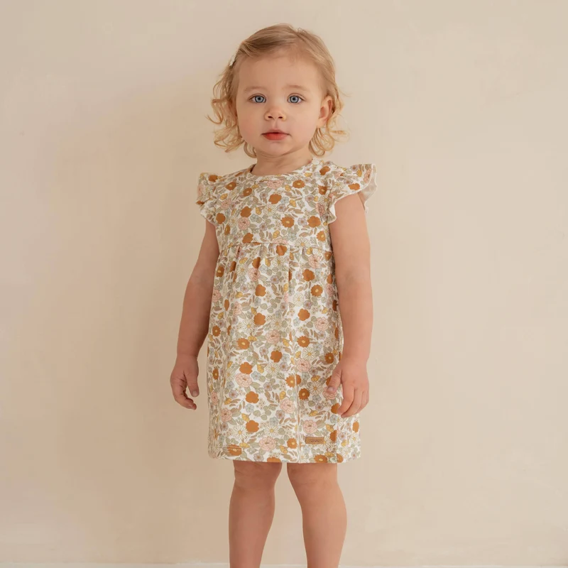 Ärmelloses Kleid Vintage Little Flowers mit Rüschen | Little Dutch