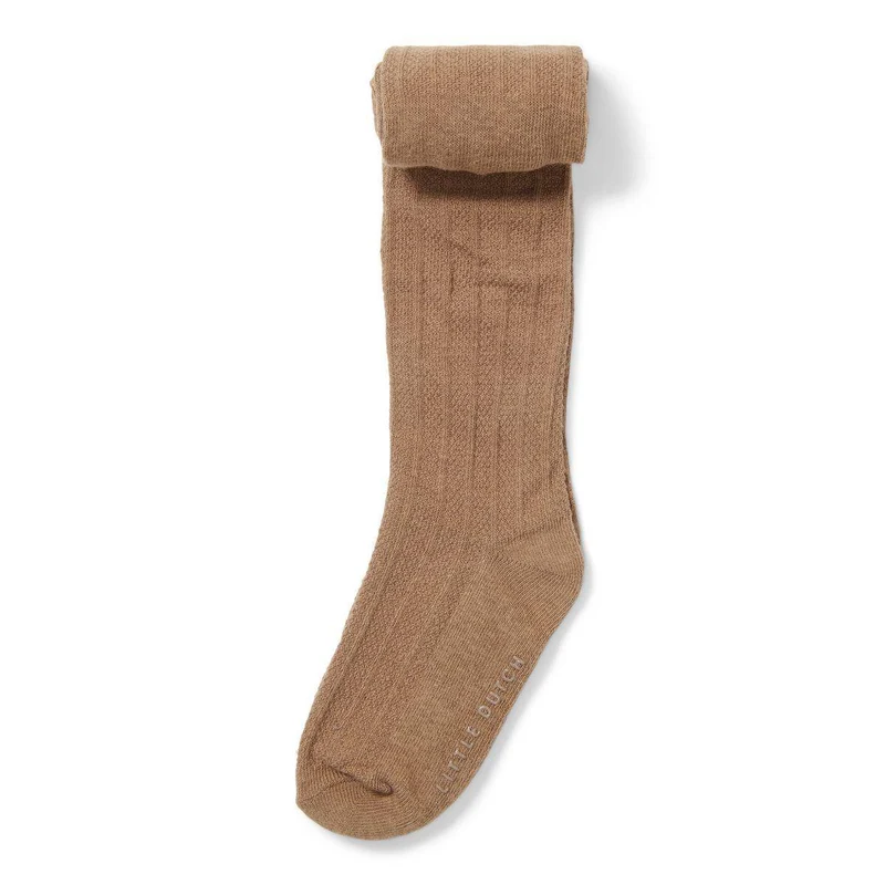 Little Dutch Strick-Strumpfhose Braun mit Zopfmuster