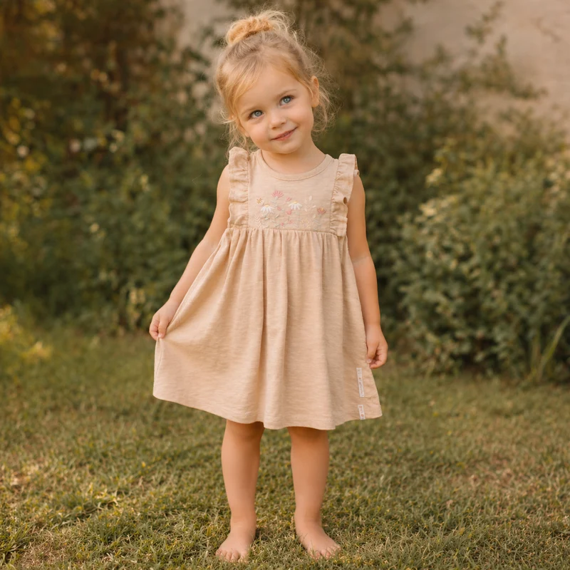 Kleid ärmellos Beige | Little Dutch