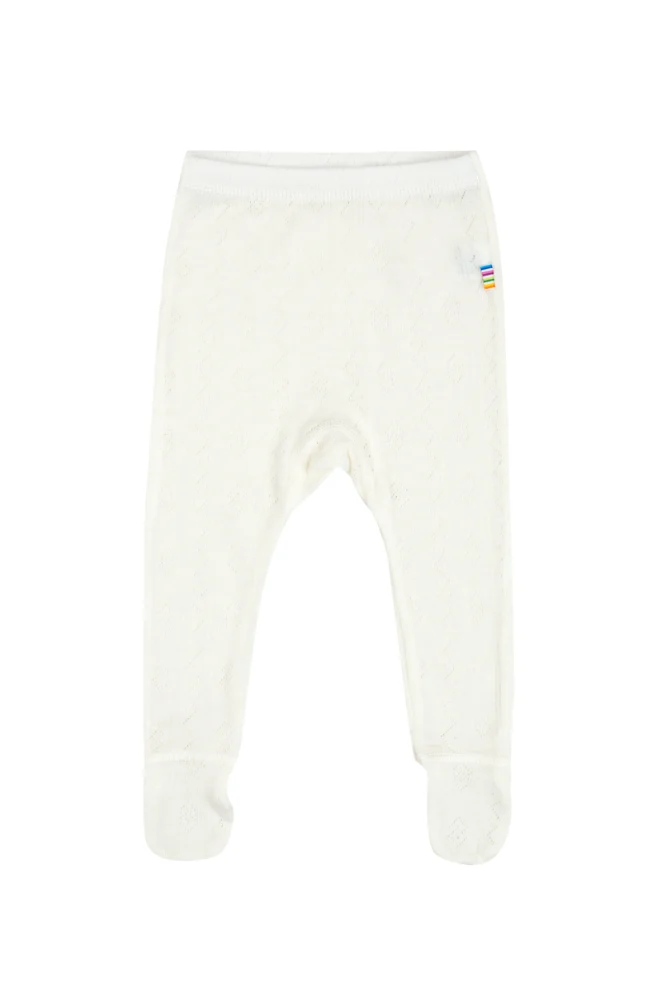 Ullar/Silki Blúndu Leggings m/sokkum - Hvítar