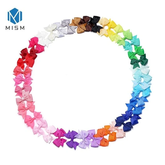 2.5inch 40PCS/Set Ribbon Bow Hair Ties Kids Hair Clips