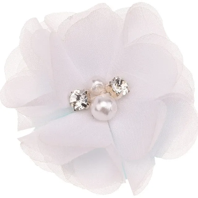 18PCS Pearl Rhinestone Chiffon flowers Hair Accessories