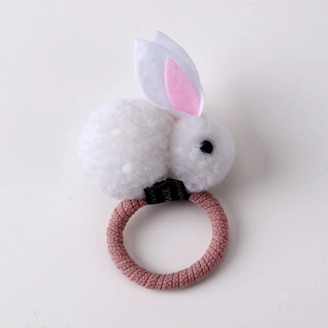 Cute hair ball rabbit hair ring