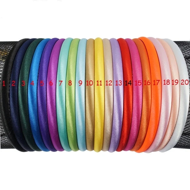 20 Pcs/Pack Solid Satin Covered Hairbands