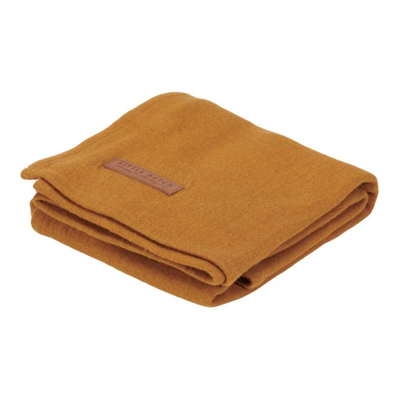 Musselintuch Swaddle 120 x 120 cm ocker | Little Dutch