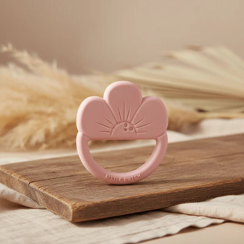 Silikon-Beißring Blume Pink für Babys