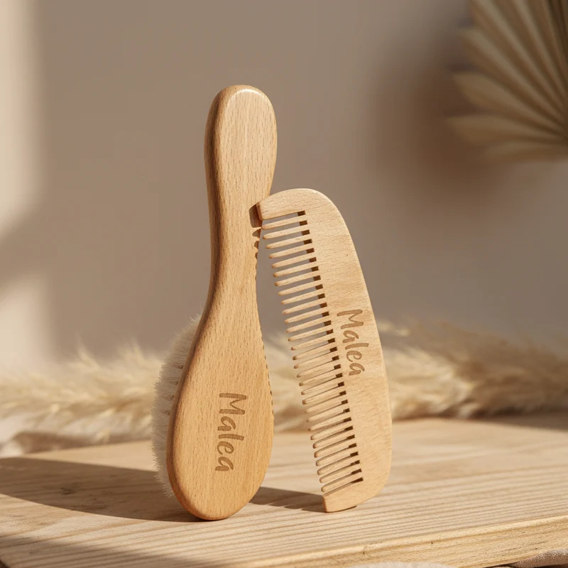 Baby Kamm- & Bürstenset aus Holz mit Name | Little Dutch