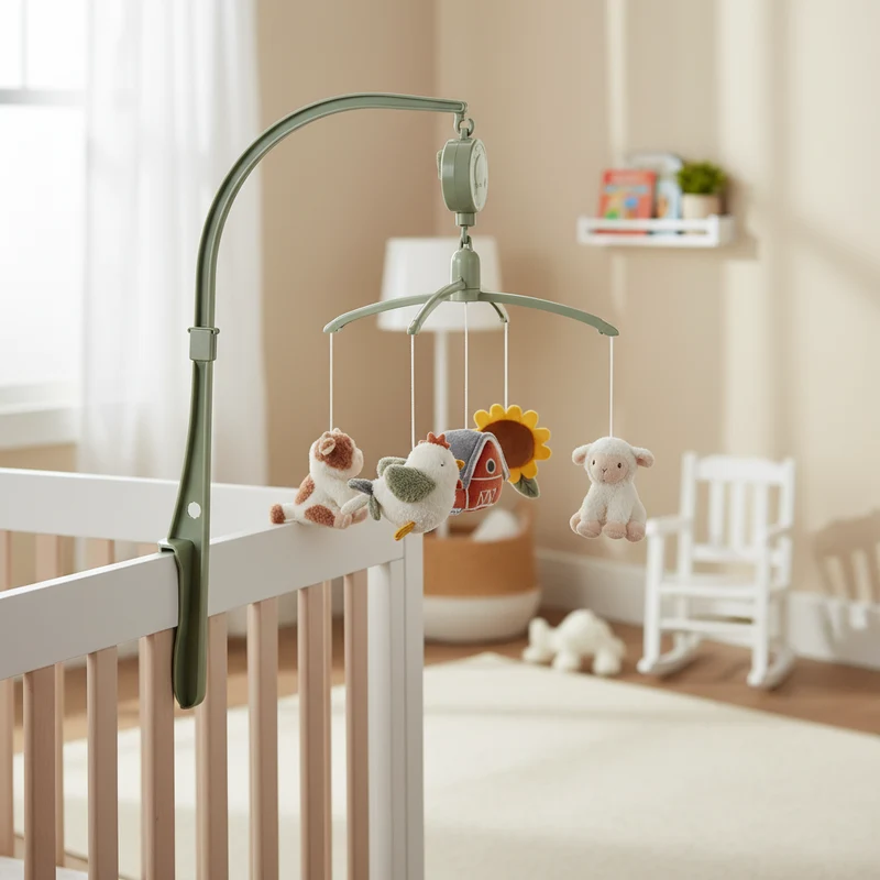 Personalisierbares Musik-Mobile Little Farm mit Name – Babygeschenk