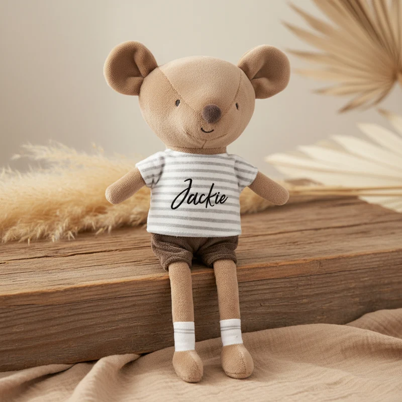 Jollein Kuschelpuppe Maus Jackie 32 cm | personalisierbar
