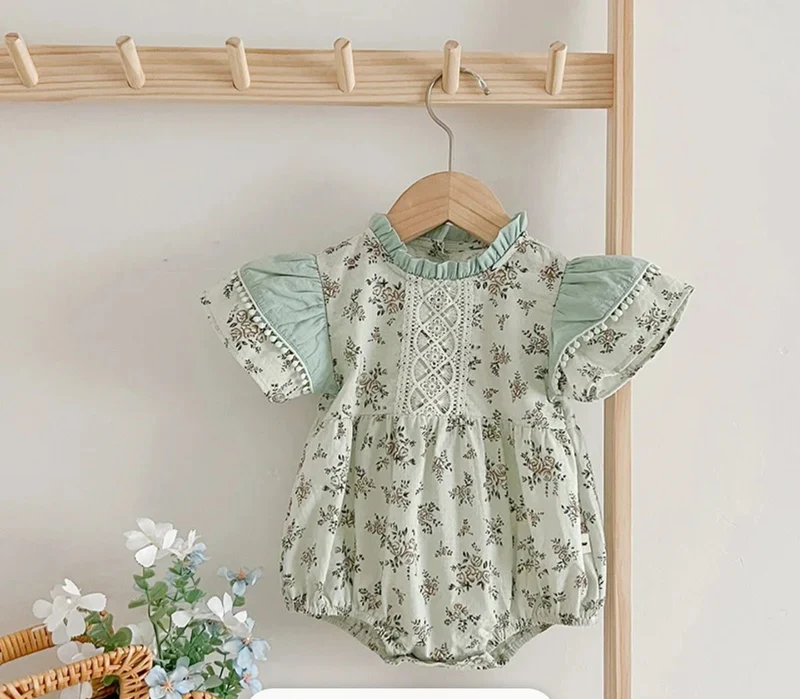 Baby blue flower romper