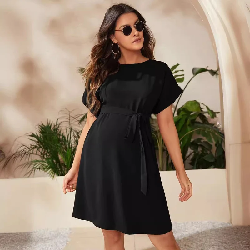 Bat Sleeve Waistband Maternity Dress
