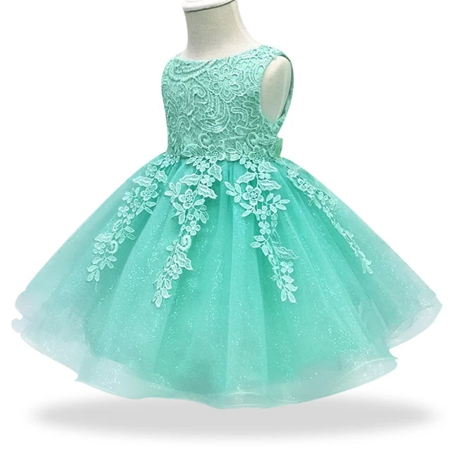 Baby Dress Sequin Lace Flower Christening Gown Baptism Clothes Newborn