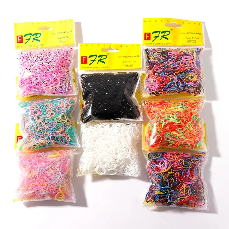 200/1000PCS Cute Girls Colourful Ring Disposable Elastic Hair Bands