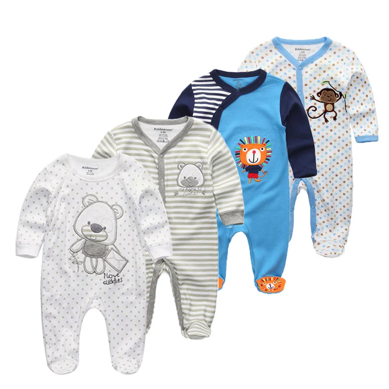 4 PCS/lot Soft Flannel Baby Sleepwear Overnight