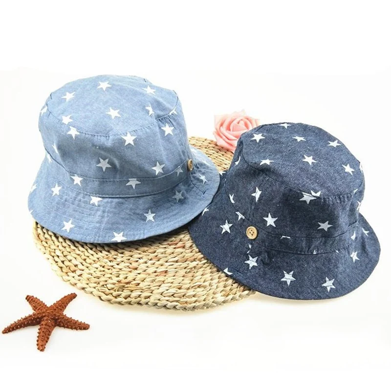 Soft Cotton Summer Baby Sun Hat Infant Girls Bucket Hat Denim Cotton
