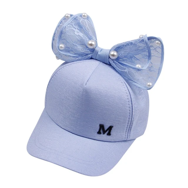 Cute Pearl Bongrace Hat Baby girl cute bowknot corner baseball cap