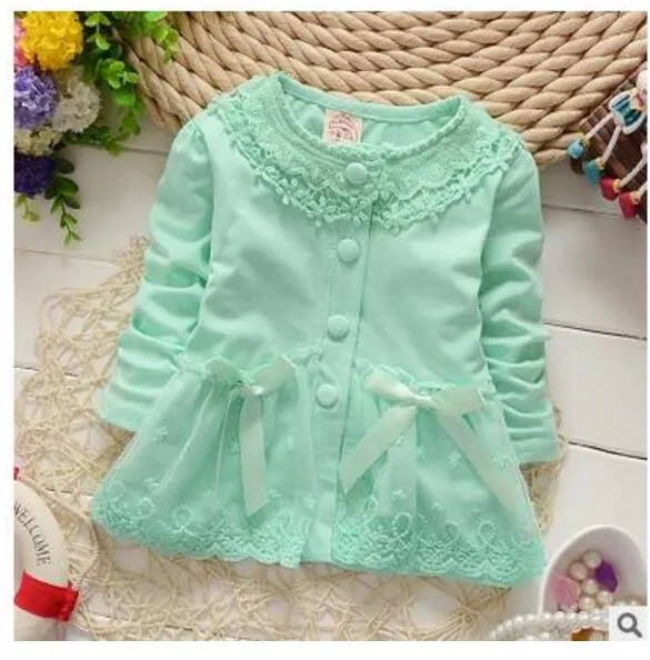 Fashion Spring Autumn Casual Girls Lace Bow Jackets