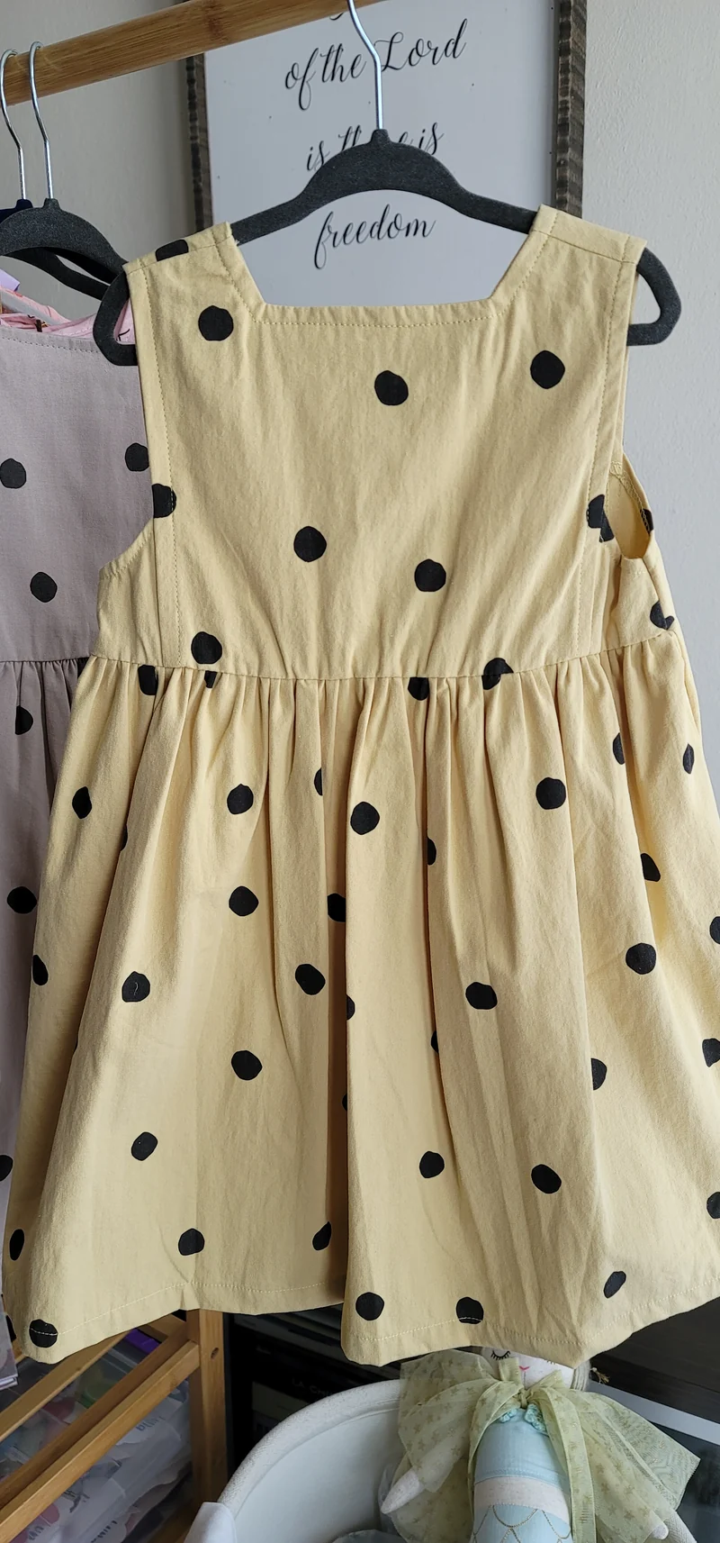 Polka dot old yellow dress