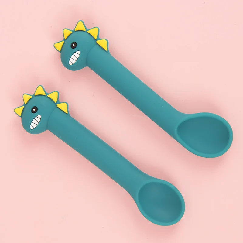 Silicone Baby Training Spoon Soft Cartoon Tablewar