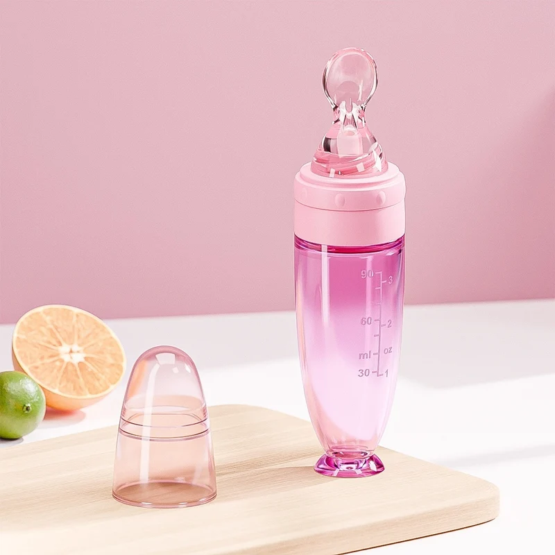 Silicone Baby Squeeze Feeding Spoon Porridge Tool