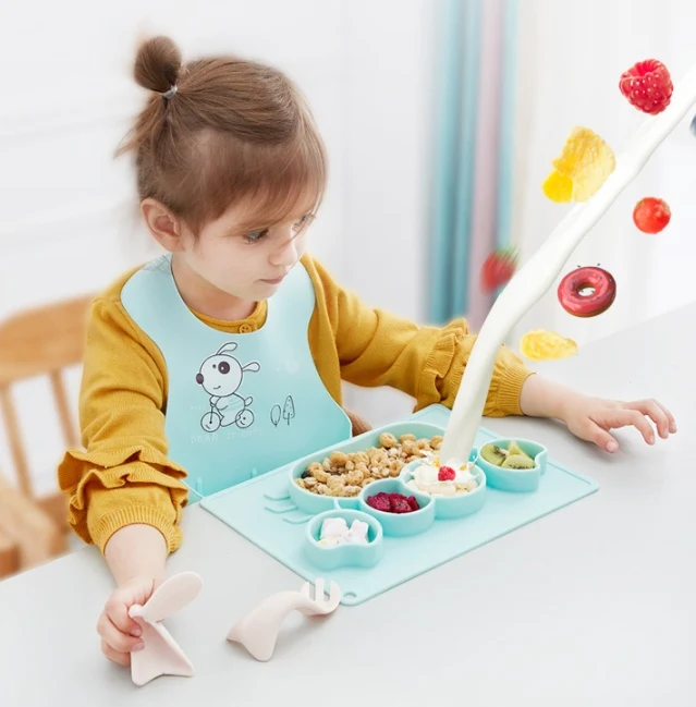 Silicone Baby Suction Bowl Cartoon Feeding Dish