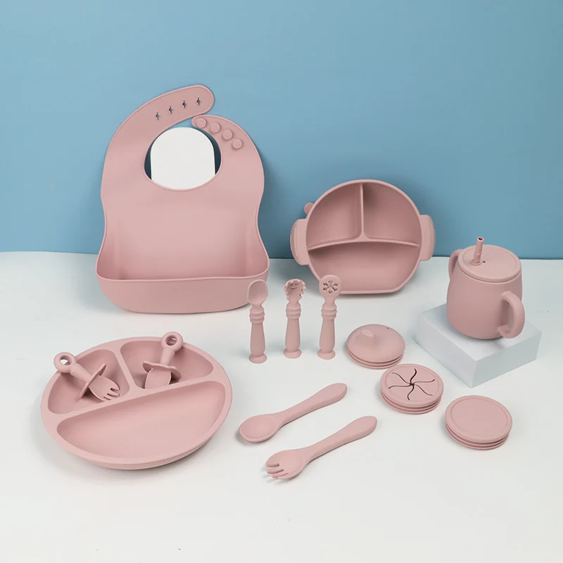 15-Piece Silicone Baby Feeding Tableware Set