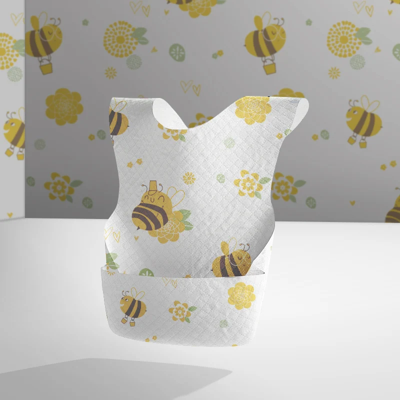 Beeshum Disposable Baby Feeding Bib Waterproof Pocket