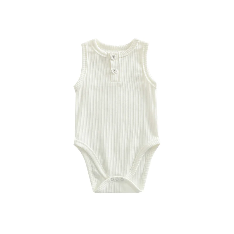 Sunken Stripe Cotton Baby Girl Sleeveless Vest Romper