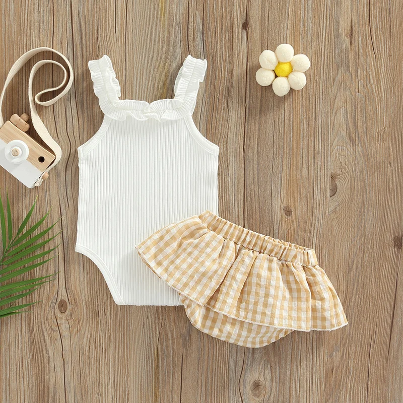 Solid Color Sleeveless Baby Girl Summer Romper