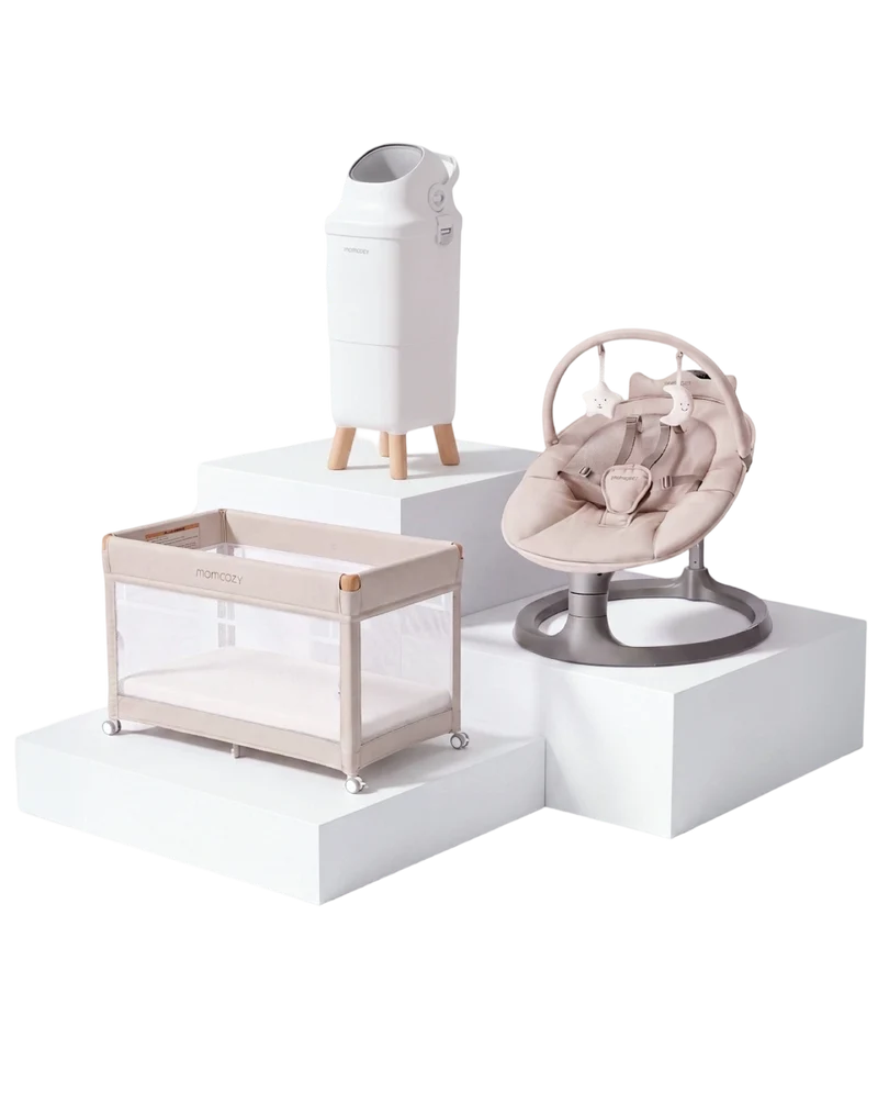 Playard & Diaper Pail & 2-in-1 Electric Baby Swing Bundle