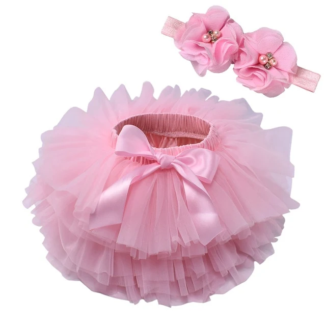 baby girls tulle bloomers Infant newborn tutu diapers cover 2pcs short skirts