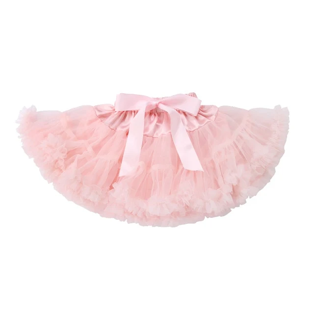 Ruffle Solid Kids Girls Pleated Fluffy Tutu Skirt