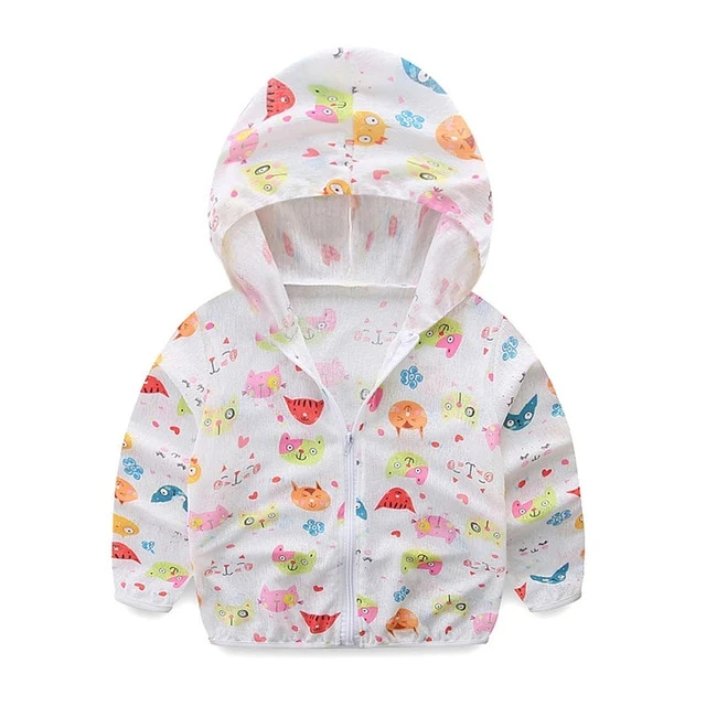 Kids Sun Protection Clothing Coat Unisex Cute Cartoon Print