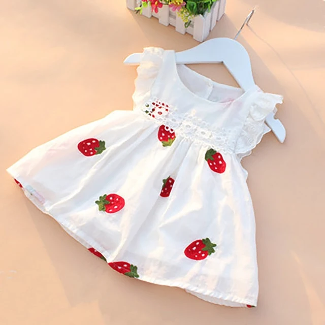 Summer Baby Girls Dresses Clothing Cotton Print Floral Lace Infant