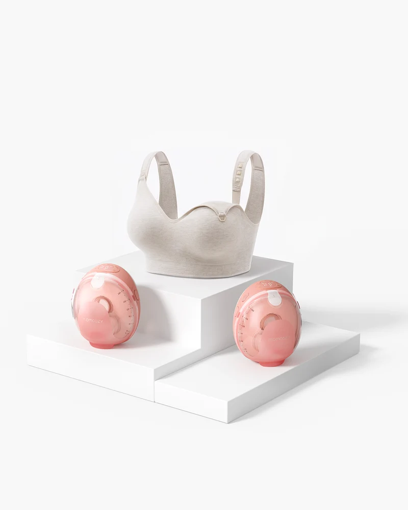 Momcozy Wellness 1 Wearable Breast Pump & Busty Cotton Nursing Bra Bundle