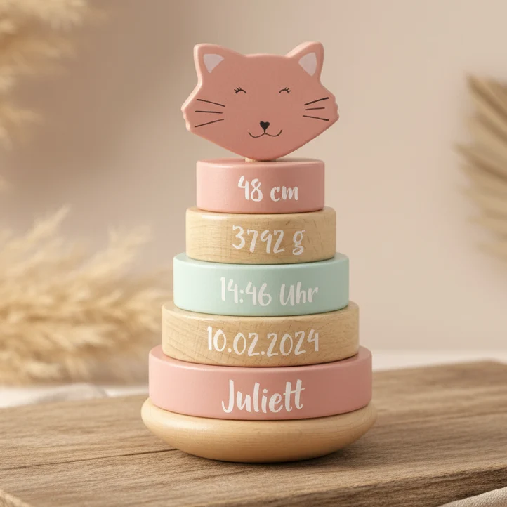 Holz Stapelturm - Frau Katze - zur Geburt | Trixie