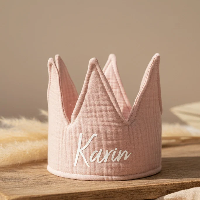 Geburtstagskrone Rosa für 1.–5. Geburtstag aus Baumwolle | Jollein
