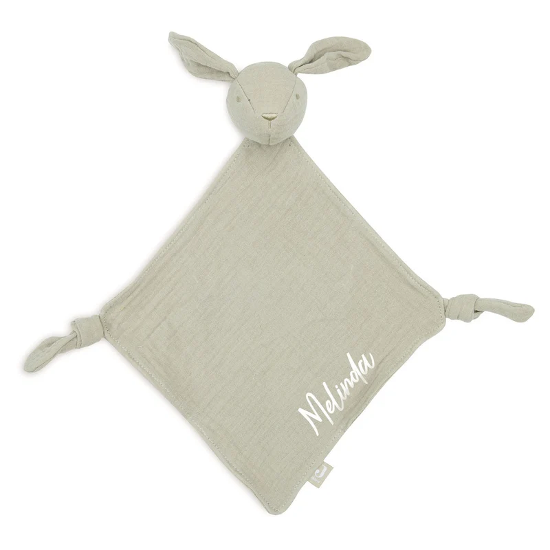 Jollein Schnuffeltuch Hase Olive Green 40 × 40 cm | personalisierbar