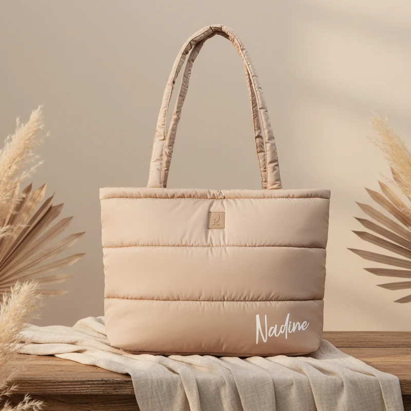 Jollein Wickeltasche Biscuit 40 × 35 cm mit Wickelauflage | personalisierbar