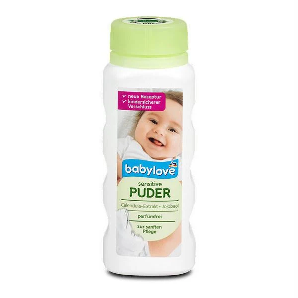 Babylove sensitive Baby Powder with calendula extract and jojoba Oil for sensitive skin
