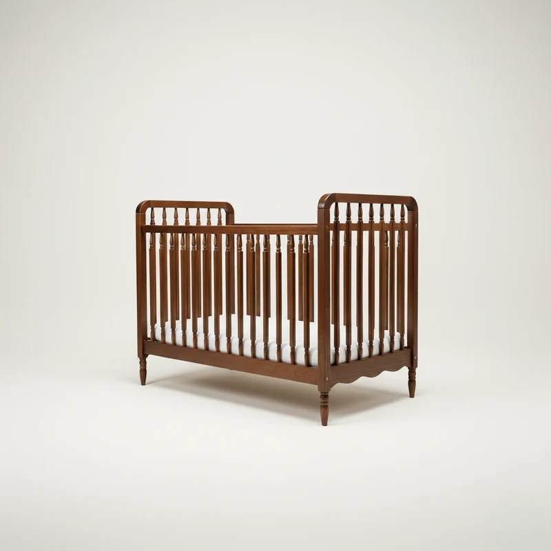 Heritage Vintage Ledikant met Peuterhekje - Walnoot