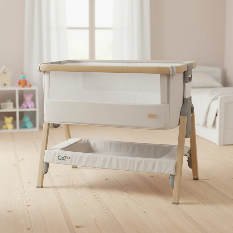 CoZee Beistellbett Silber 0–6 Monate – faltbar für unterwegs