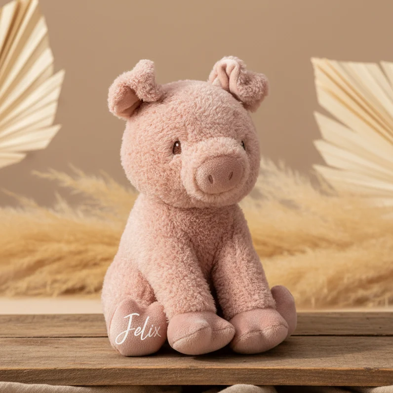 Personalisiertes Kuscheltier Glücksschwein mit Name – 25 cm