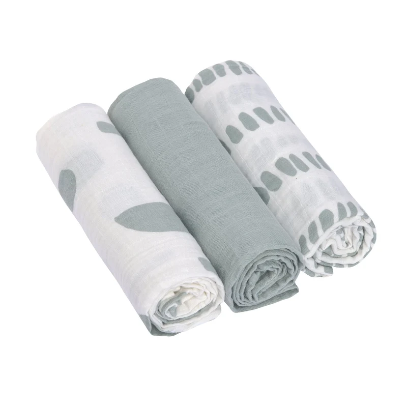 Lässig Musselintücher Strokes Silbergrau 3er-Set 85 × 85 cm