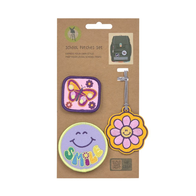 Lässig Schulranzen-Patches & Anhänger Blumen 3-teilig