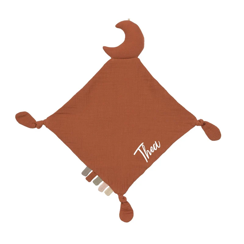 Schnuffeltuch Mond Rostrot 48 × 44 cm – personalisierbar | Lässig